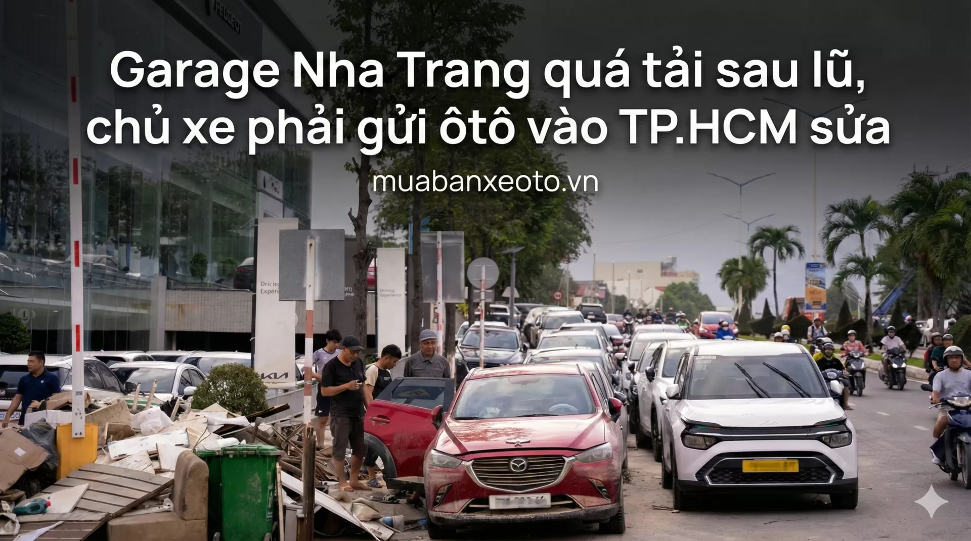 Gửi ôtô đi nơi khác sửa chữa vì garage quá tải sau lũ