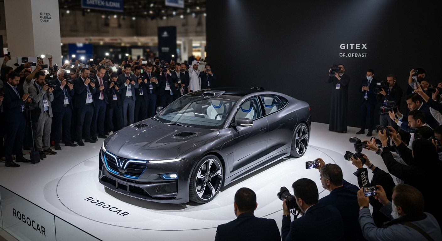Futuristic VinFast Robocar on display at GITEX Global 2025 in Dubai